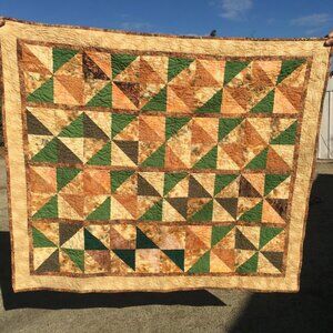 Handmade Patchwork Quilt Throw Blanket – Scrappy Windmills Design 44"x52"